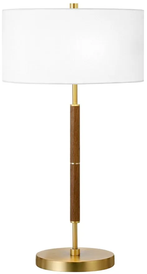 Cassius Table Lamp in Rustic Oak;Brass by Hudson & Canal