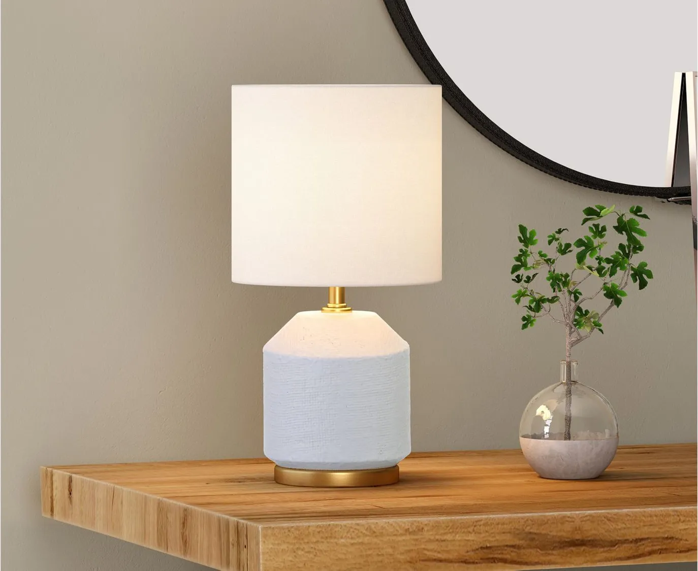 Esther Mini Lamp in Matte White/Antiqued Brass by Hudson & Canal