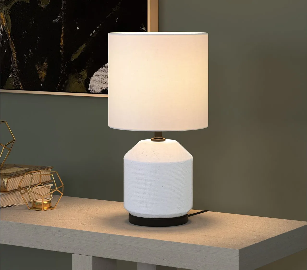 Esther Mini Lamp in Matte White/Blackened Bronze by Hudson & Canal