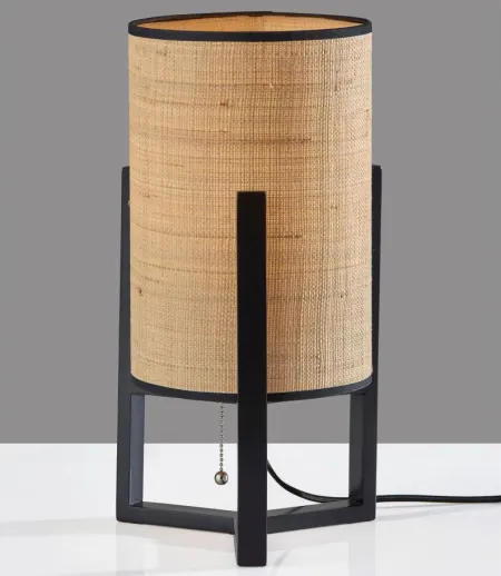 Quinn Table Lantern in Black Wood by Adesso Inc