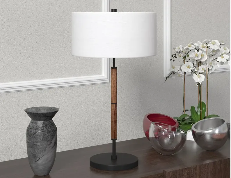 Cassius Table Lamp in Blackened Bronze/Rustic Oak by Hudson & Canal