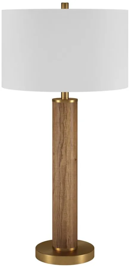 Bellamy Table Lamp in Rustic Oak/Brass by Hudson & Canal