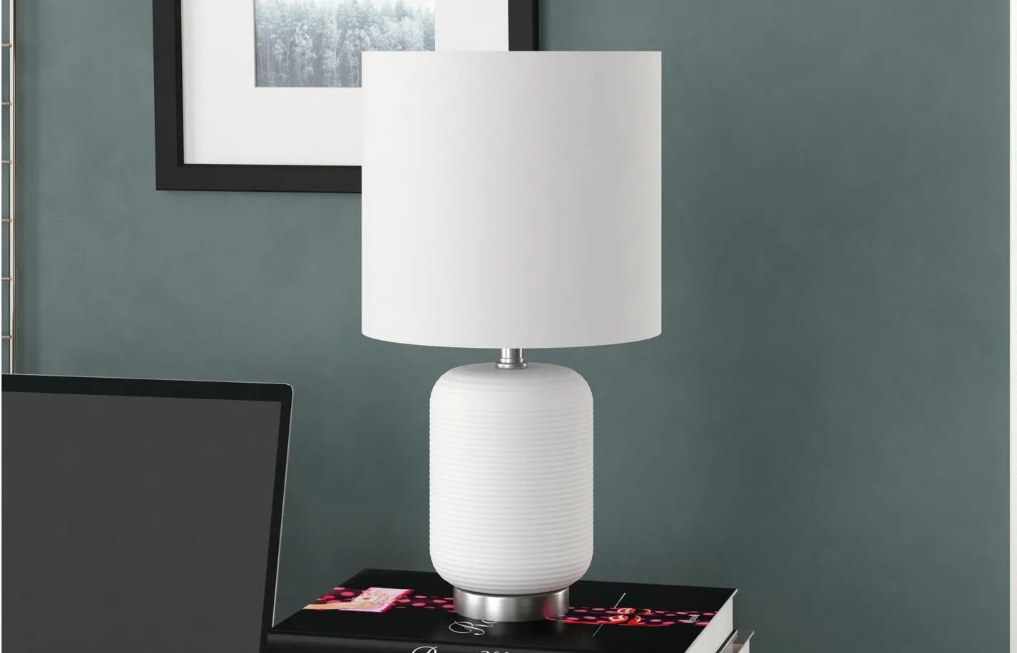 Apollo Mini Lamp in Matte White/Brushed Nickel by Hudson & Canal