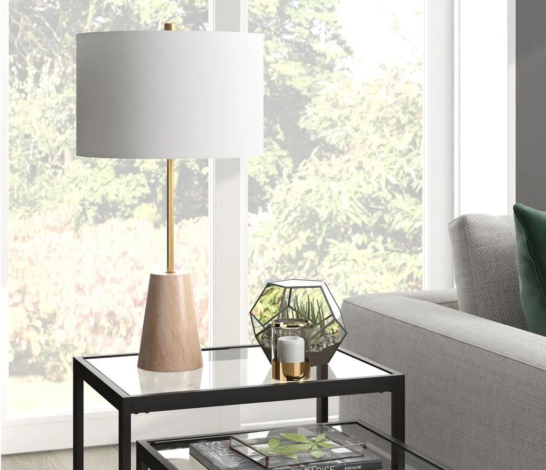 Killian Table Lamp in Brushed Brass/Limed Oak by Hudson & Canal