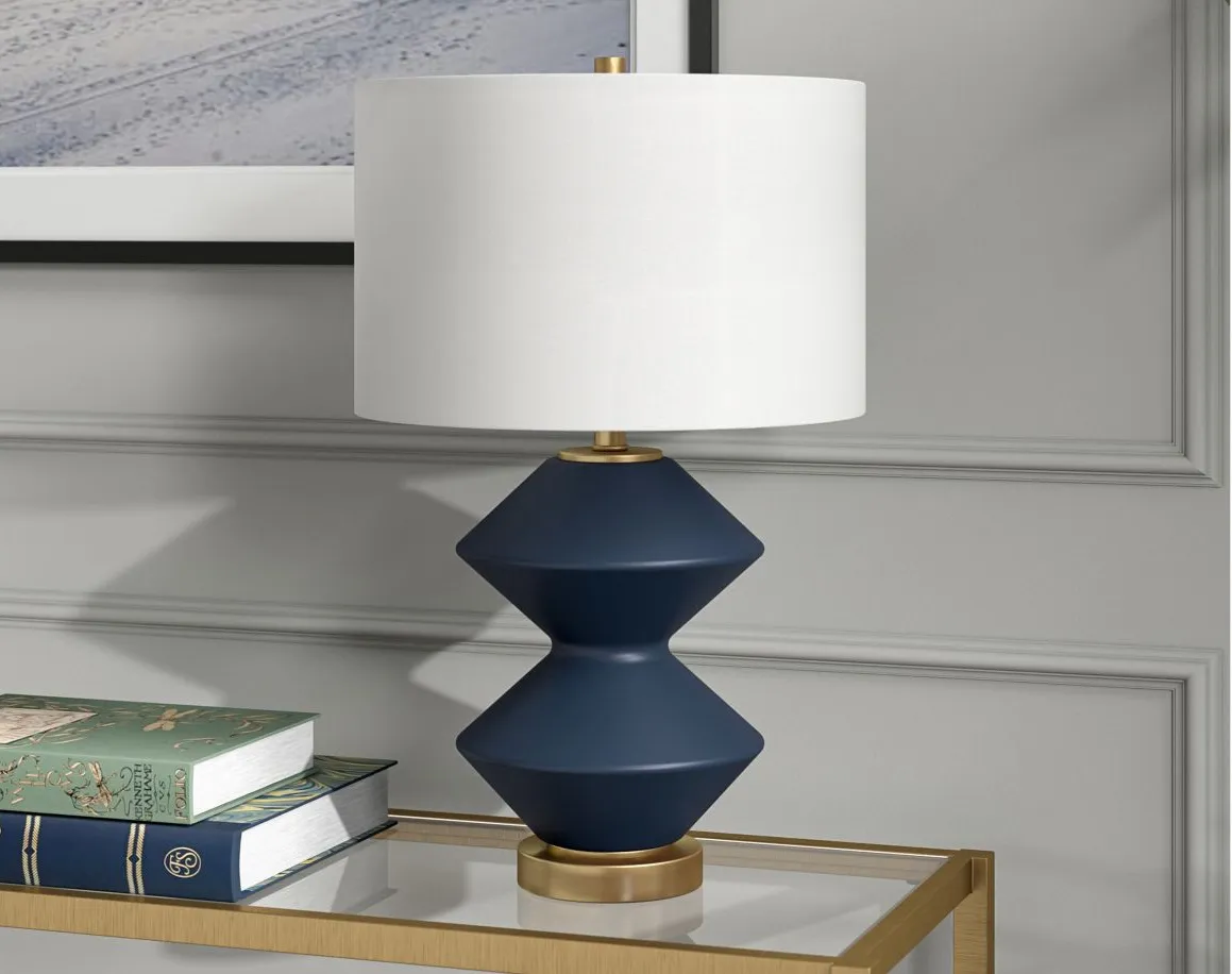 Caserta Table Lamp in Matte Navy/Brass by Hudson & Canal