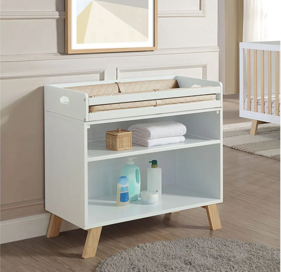 Livia Changing Table in White/Natural by Heritage Baby