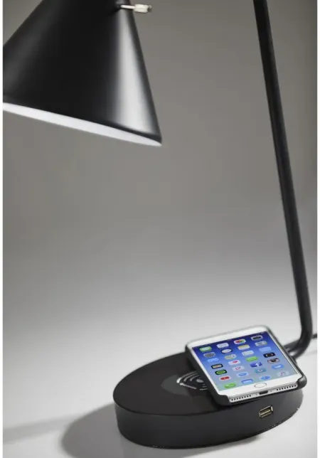 Maxine Wireless Charging Desk Lamp in Black by Adesso Inc