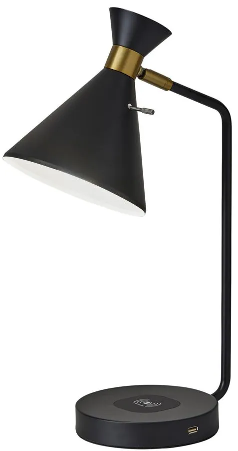 Maxine Wireless Charging Desk Lamp in Black by Adesso Inc