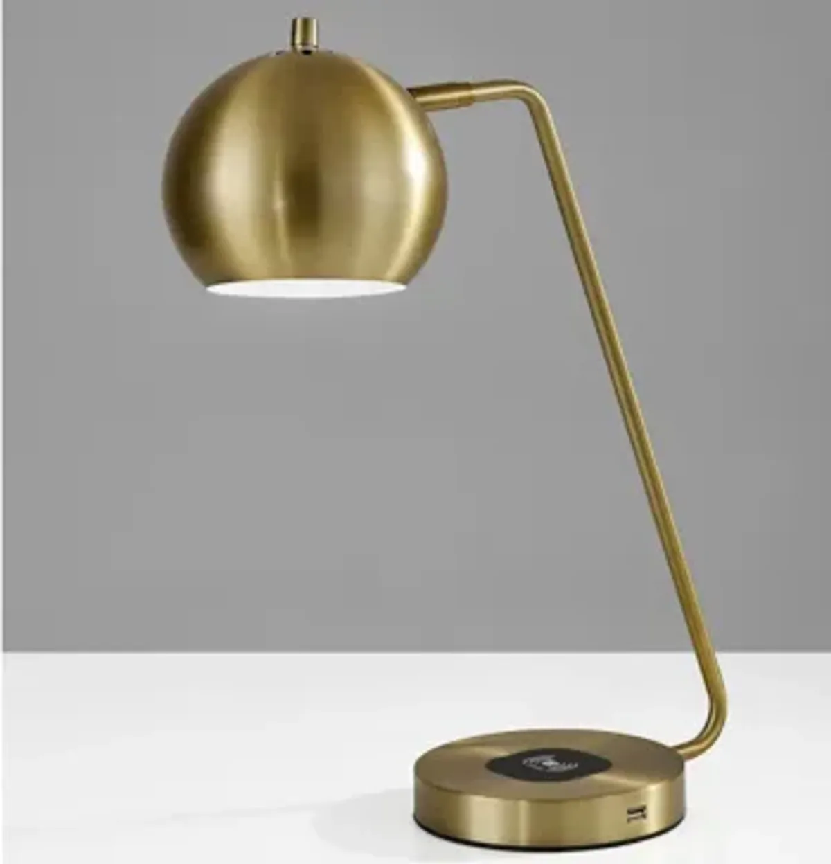 Emerson Wireless Charging Desk Lamp in Antiqued Brass by Adesso Inc