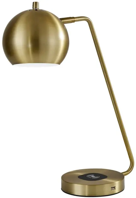 Emerson Table Lamp w/ Wireless Charging in Antiqued Brass by Adesso Inc