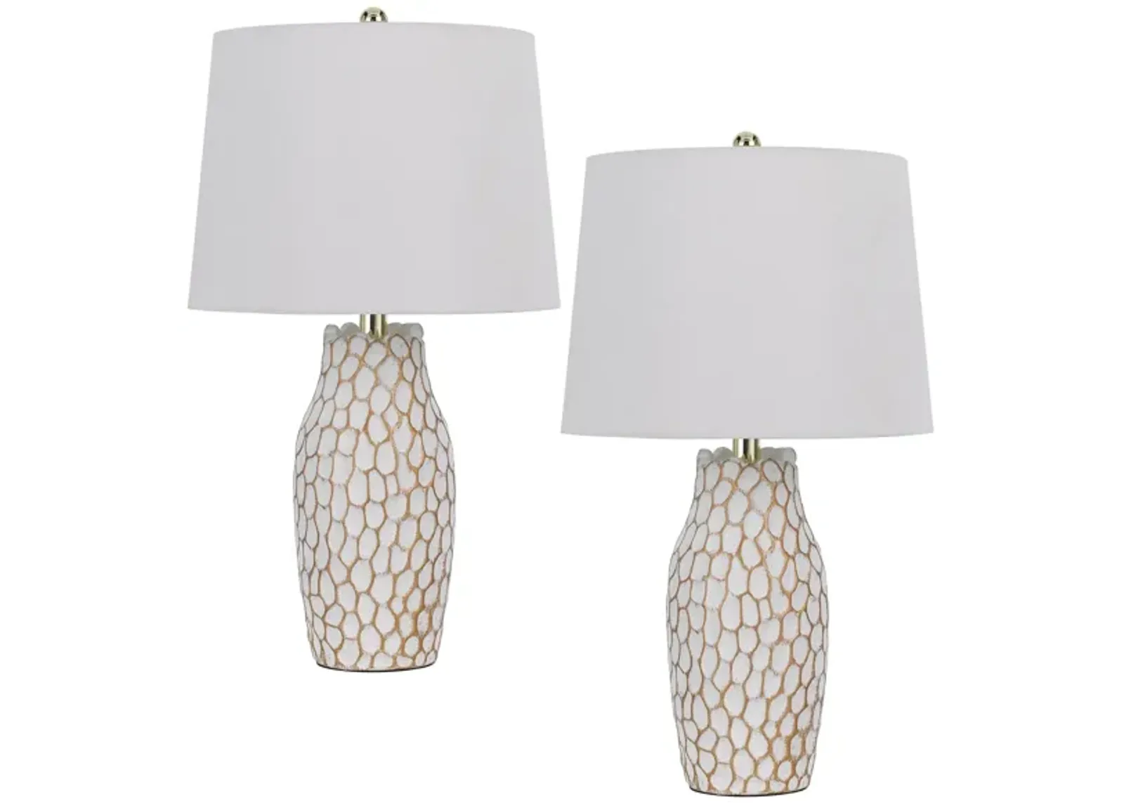 Elmira Table Lamp Set in White Clay by Cal Lighting