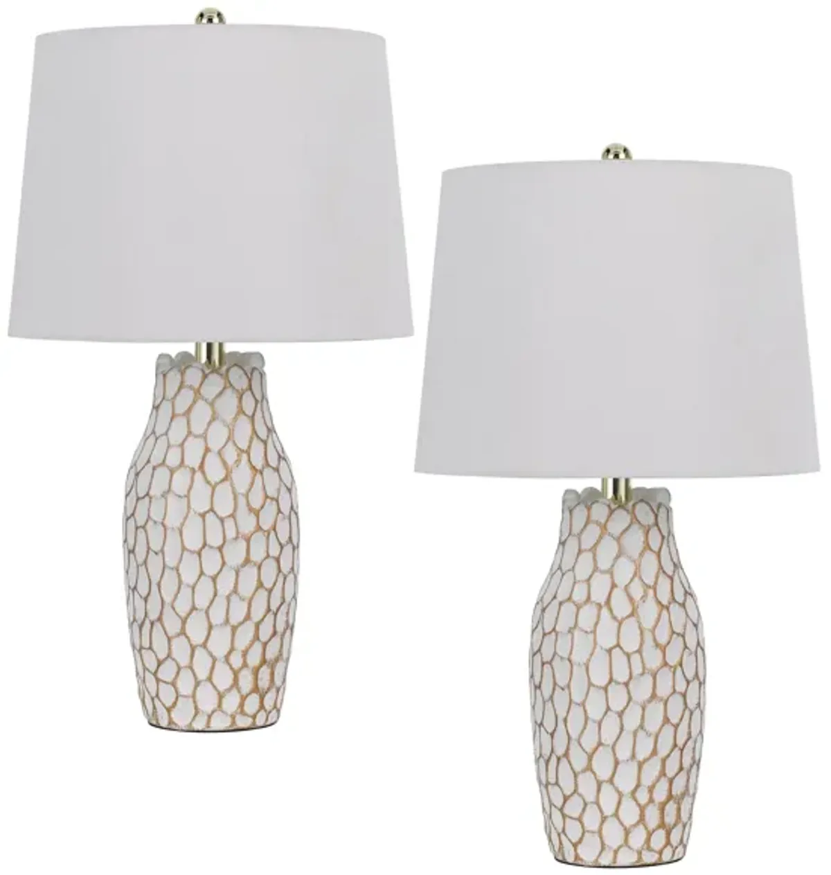 Elmira Table Lamp Set in White Clay by Cal Lighting