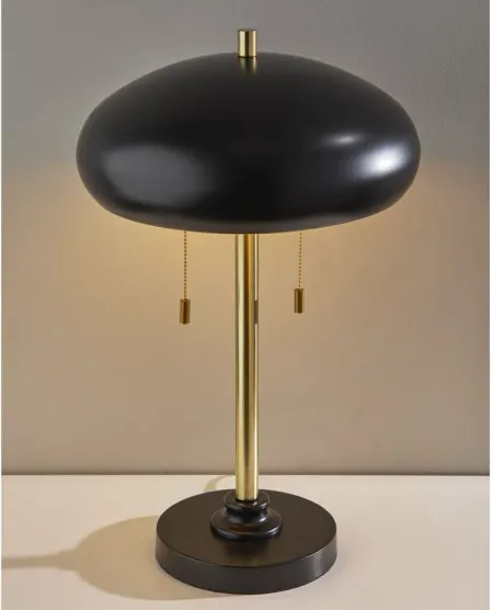 Cap Table Lamp in Black & Antique Brass by Adesso Inc
