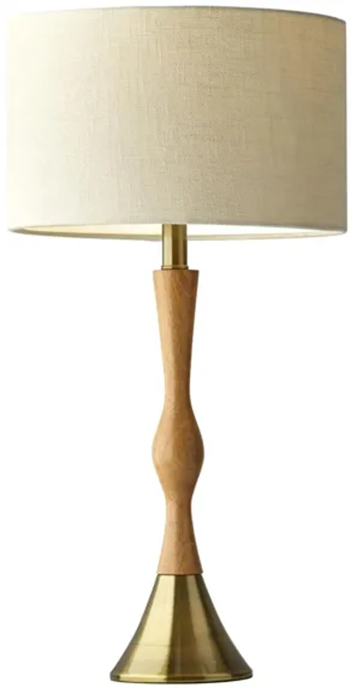 Eve Table Lamp in Natural Oak Wood, Antique Brass by Adesso Inc