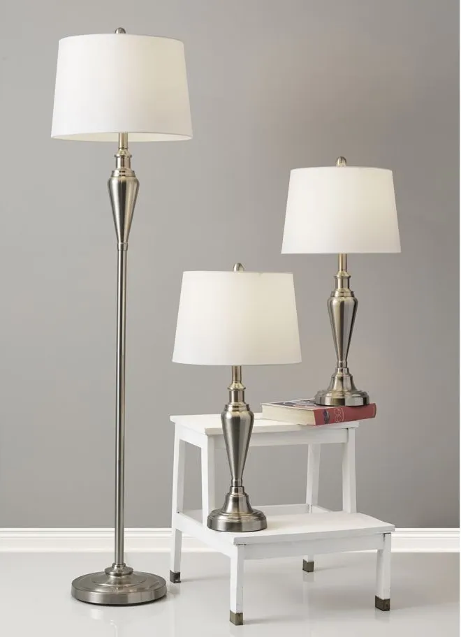 Glendale Floor and Table Lamp Set in Brushed Steel by Adesso Inc