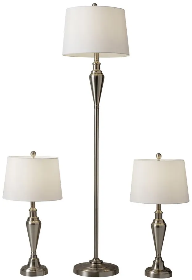 Glendale Floor and Table Lamp Set in Brushed Steel by Adesso Inc