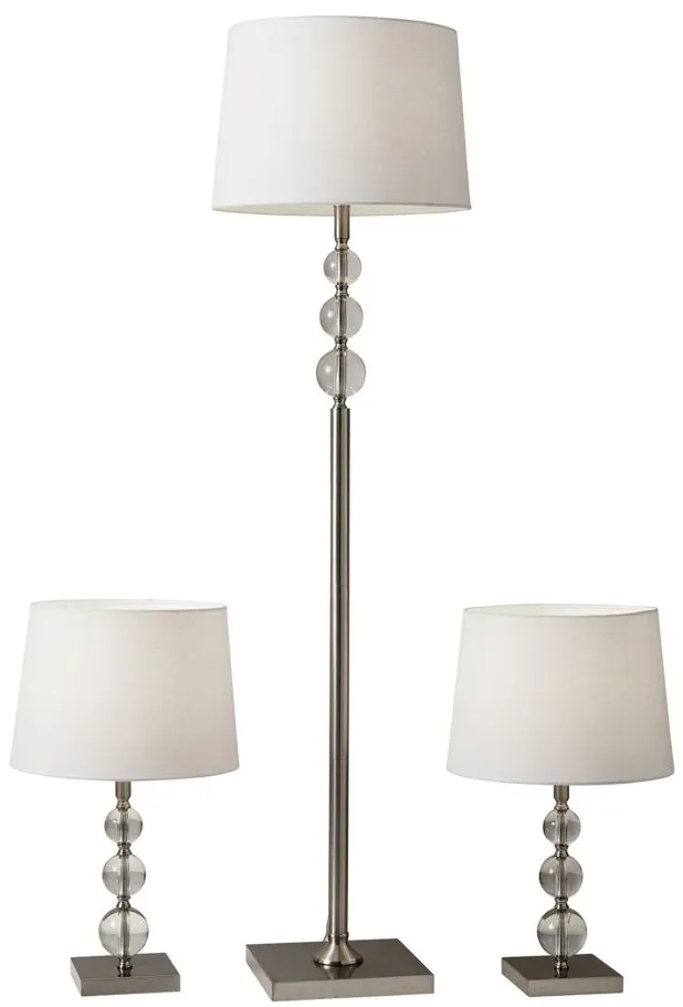 Olivia Floor and Table Lamp Set in Brushed Steel by Adesso Inc