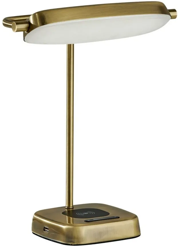 Radley LED Charge Desk Lamp in Antique Brass by Adesso Inc
