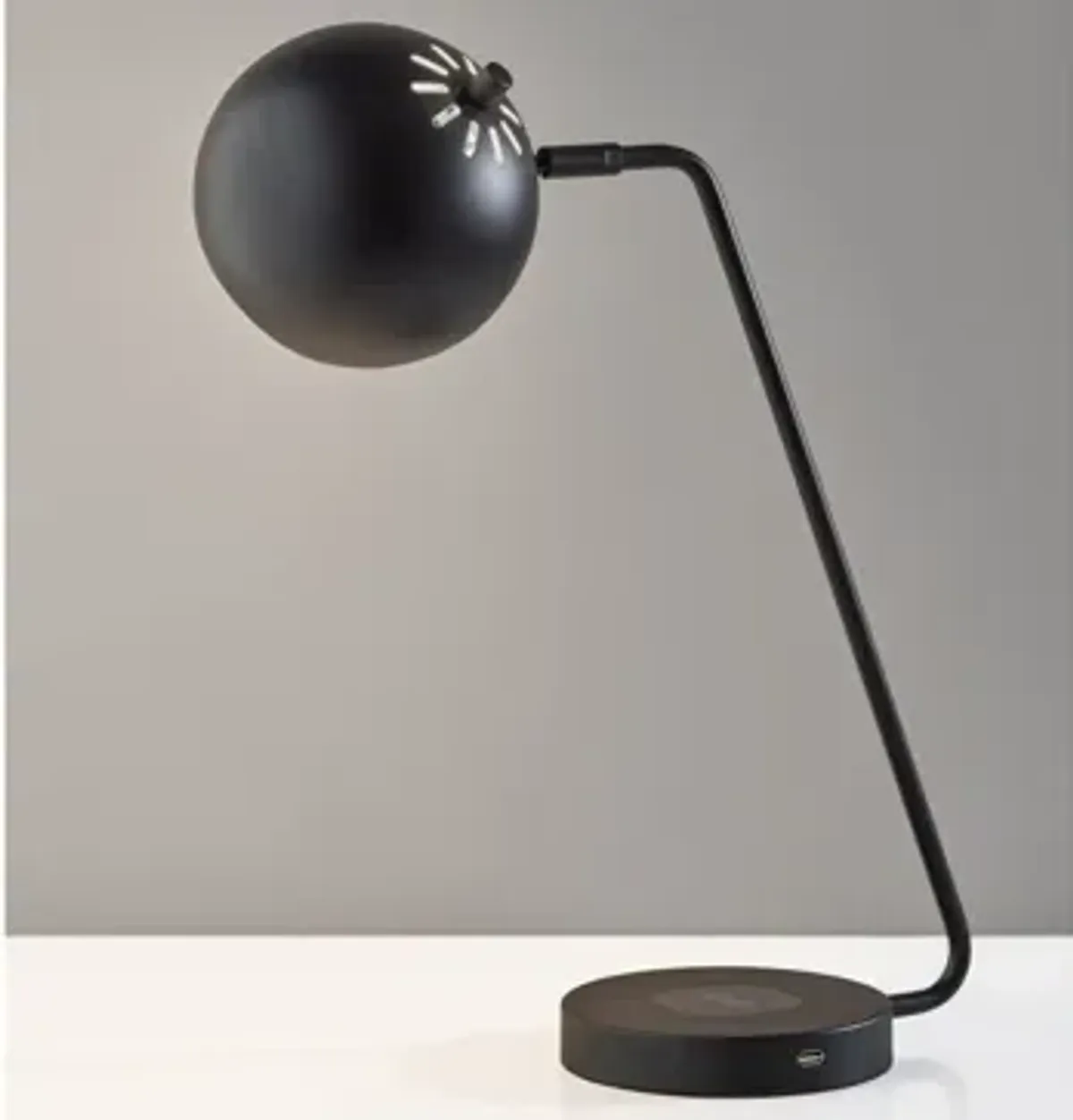 Emerson Wireless Charging Desk Lamp in Black by Adesso Inc