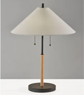 Palmer Table Lamp in Black & Natural with White Shade by Adesso Inc