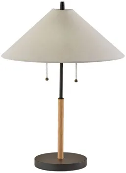 Palmer Table Lamp in Black & Natural with White Shade by Adesso Inc