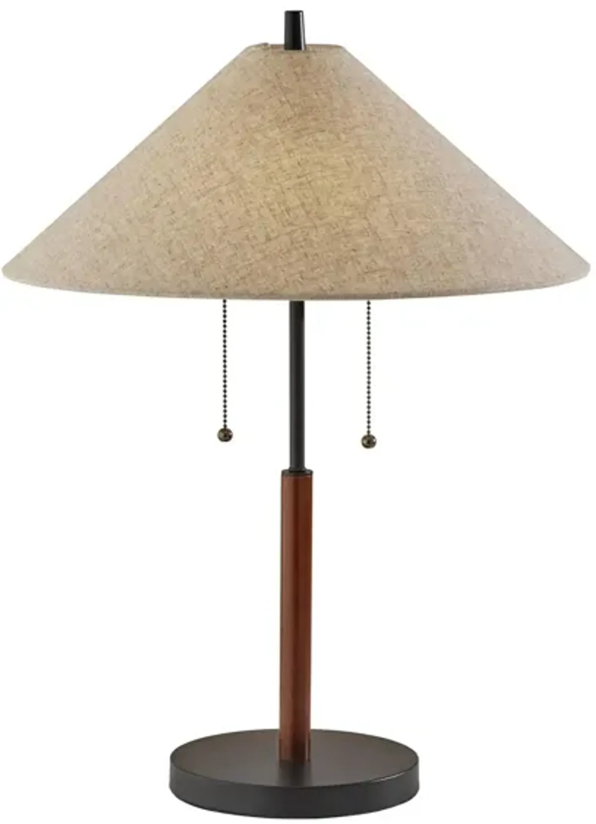 Palmer Table Lamp in Black & Walnut with Natural Shade by Adesso Inc