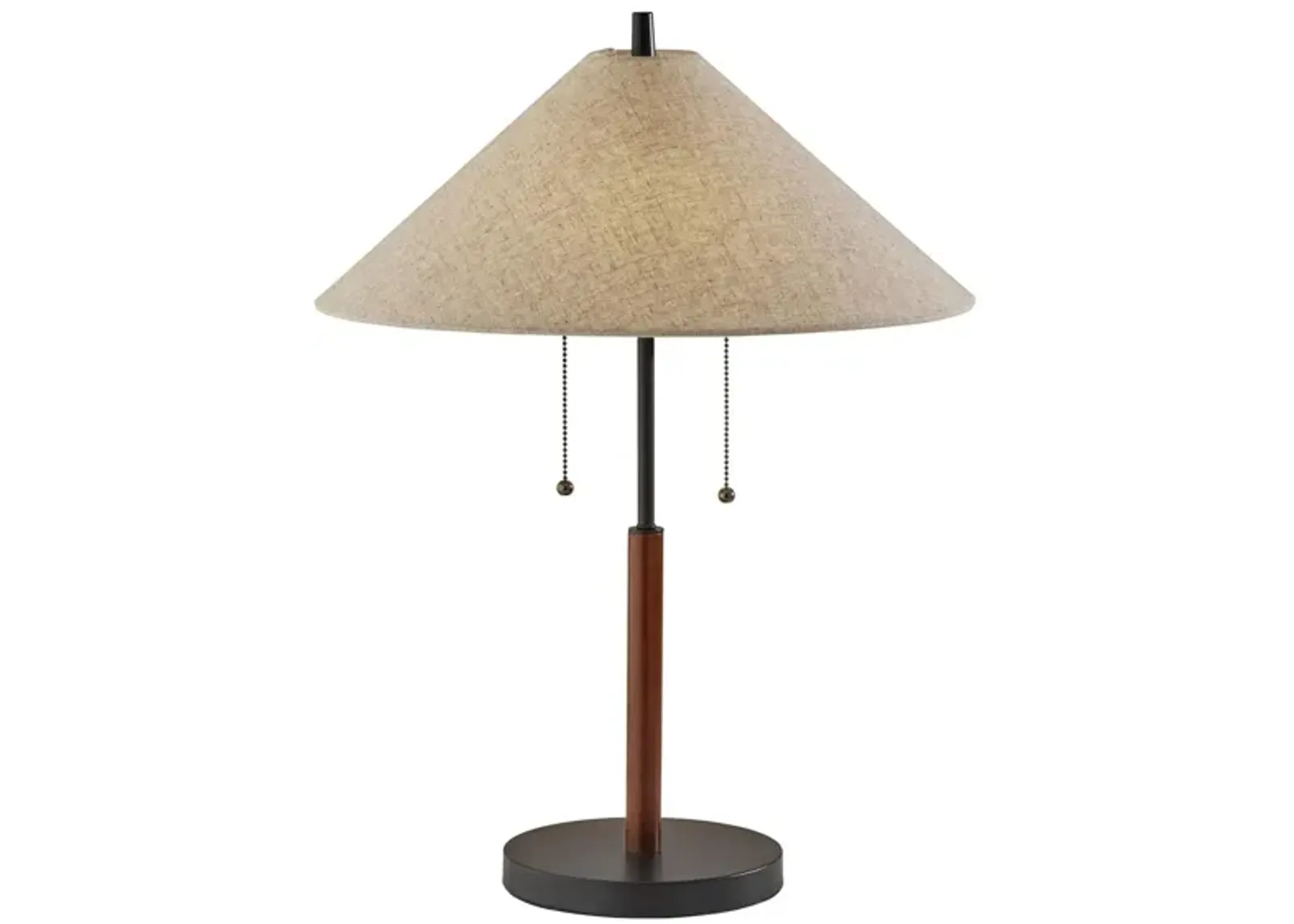 Palmer Table Lamp in Black & Walnut with Natural Shade by Adesso Inc