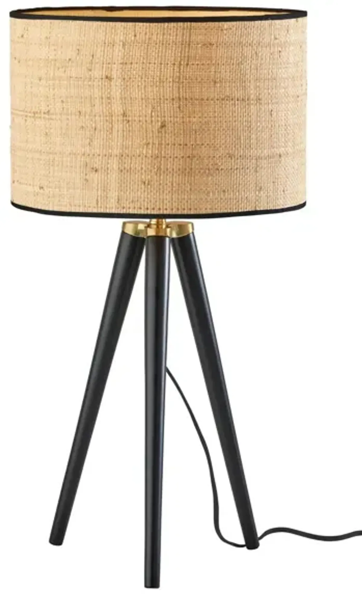 Jackson Table Lamp in Black Wood w. Antique Brass Accents by Adesso Inc