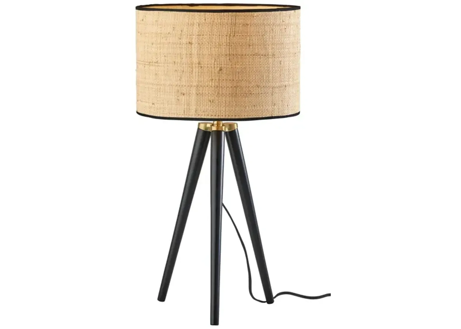 Jackson Table Lamp in Black Wood w. Antique Brass Accents by Adesso Inc