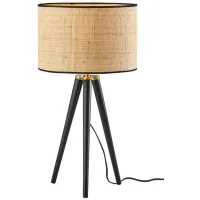 Jackson Table Lamp in Black Wood w. Antique Brass Accents by Adesso Inc