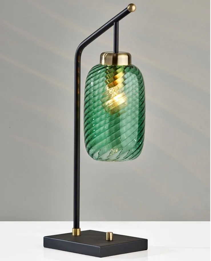 Derrick Desk Lamp in Black w. Antique Brass Accents by Adesso Inc