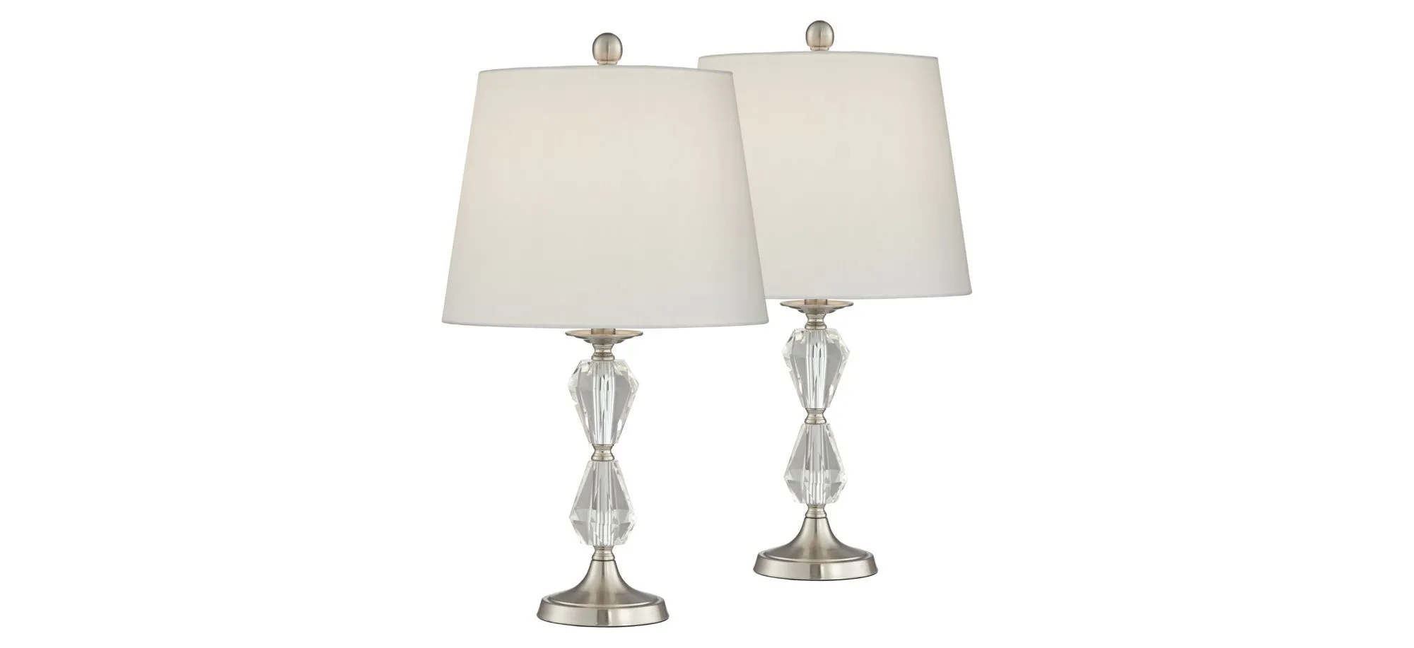 Pacific Coast Crystal Hour Table Lamp- Set of 2 in Brushed Nickel/Brushed Steel by Pacific Coast