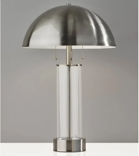 Troy Table Lamp in Brushed Steel & Clear Glass by Adesso Inc
