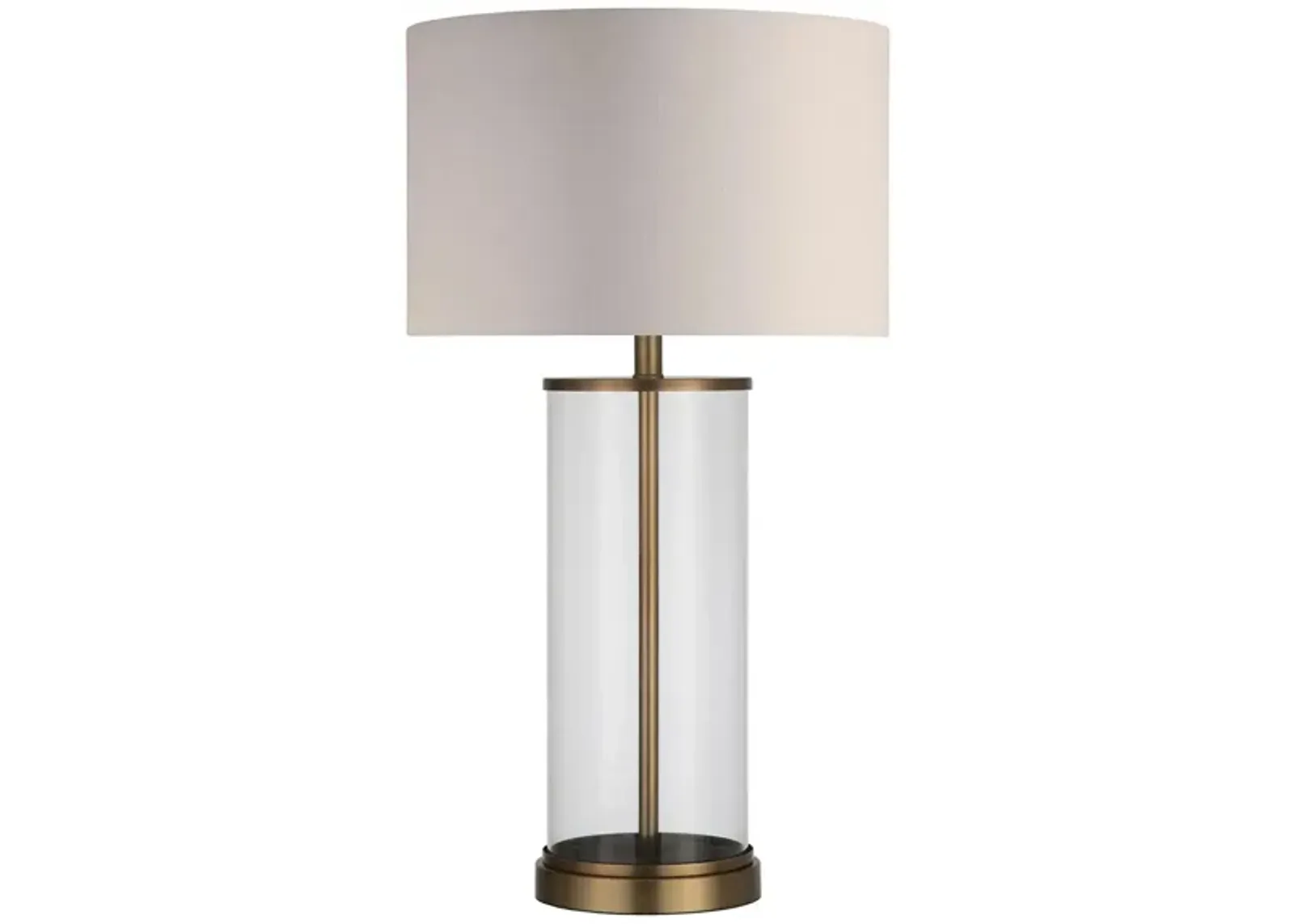 Dillan Clear Glass Table Lamp in Antique Brass by Hudson & Canal