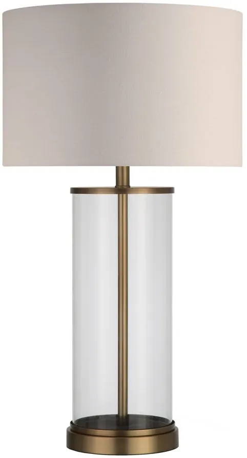 Dillan Clear Glass Table Lamp in Antique Brass by Hudson & Canal