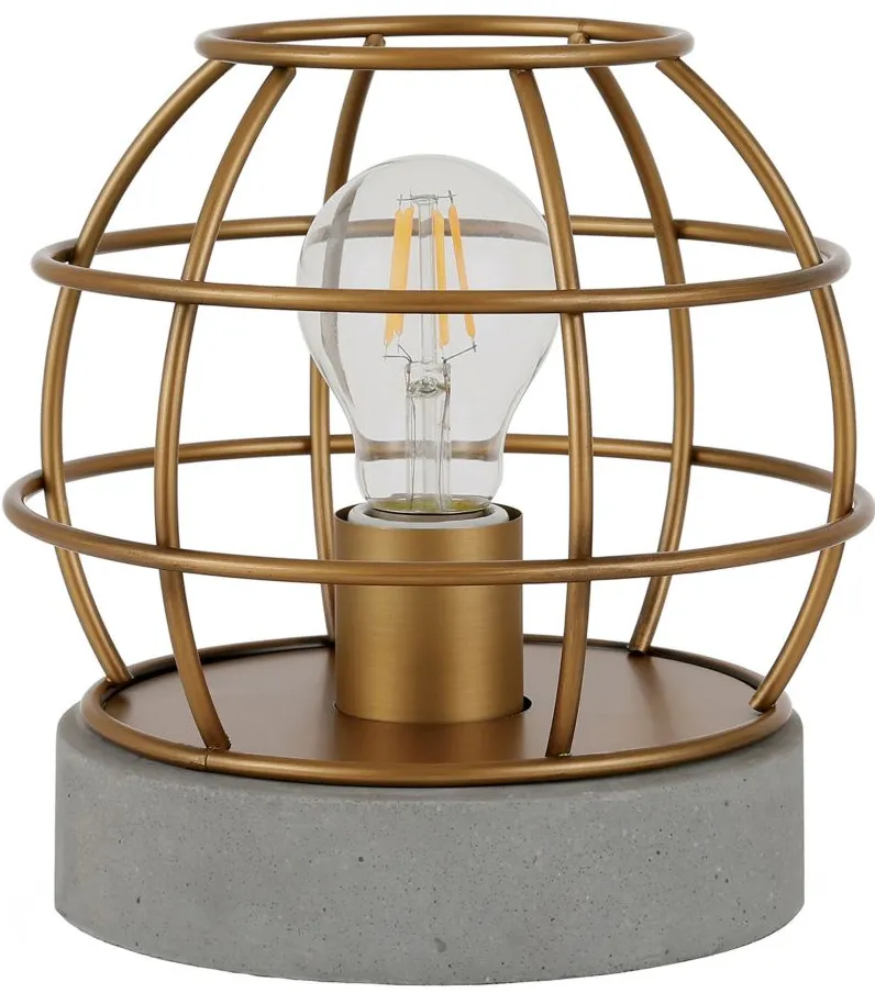 Anita Cage Table Lamp in Brass/Concrete by Hudson & Canal