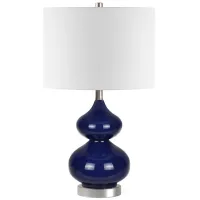 Klara Glass Table Lamp in Navy Blue Glass/Satin Nickel by Hudson & Canal