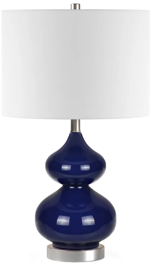 Klara Glass Table Lamp in Navy Blue Glass/Satin Nickel by Hudson & Canal