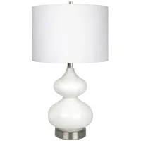 Klara Glass Table Lamp in White Glass/Satin Nickel by Hudson & Canal