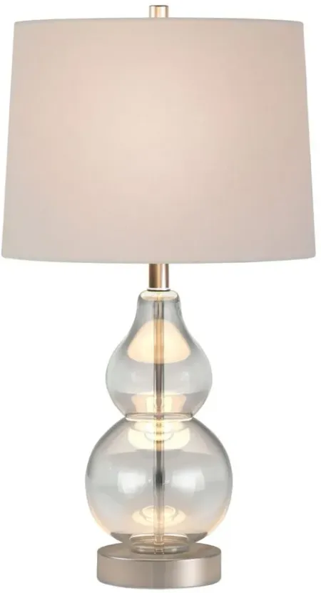 Donato Clear Glass Petite Table Lamp in Clear Glass/Satin Nickel by Hudson & Canal