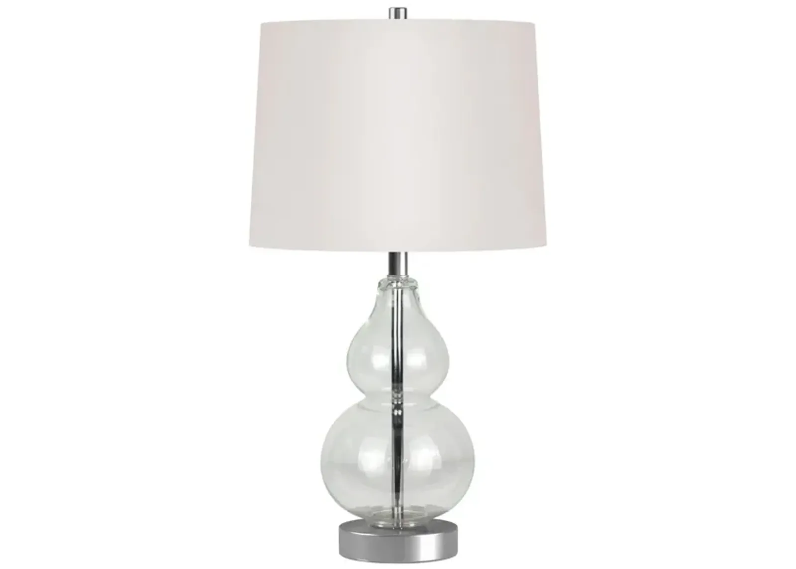 Donato Clear Glass Petite Table Lamp in Clear Glass/Satin Nickel by Hudson & Canal