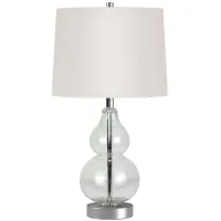 Donato Clear Glass Petite Table Lamp in Clear Glass/Satin Nickel by Hudson & Canal