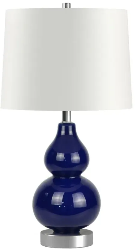 Donato Glass Petite Table Lamp in Navy Blue Glass/Satin Nickel by Hudson & Canal