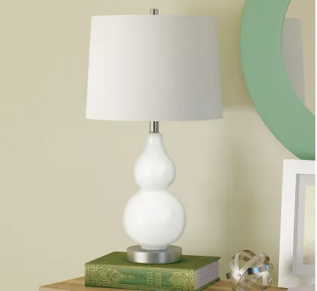 Donato Glass Petite Table Lamp in White Glass/Satin Nickel by Hudson & Canal