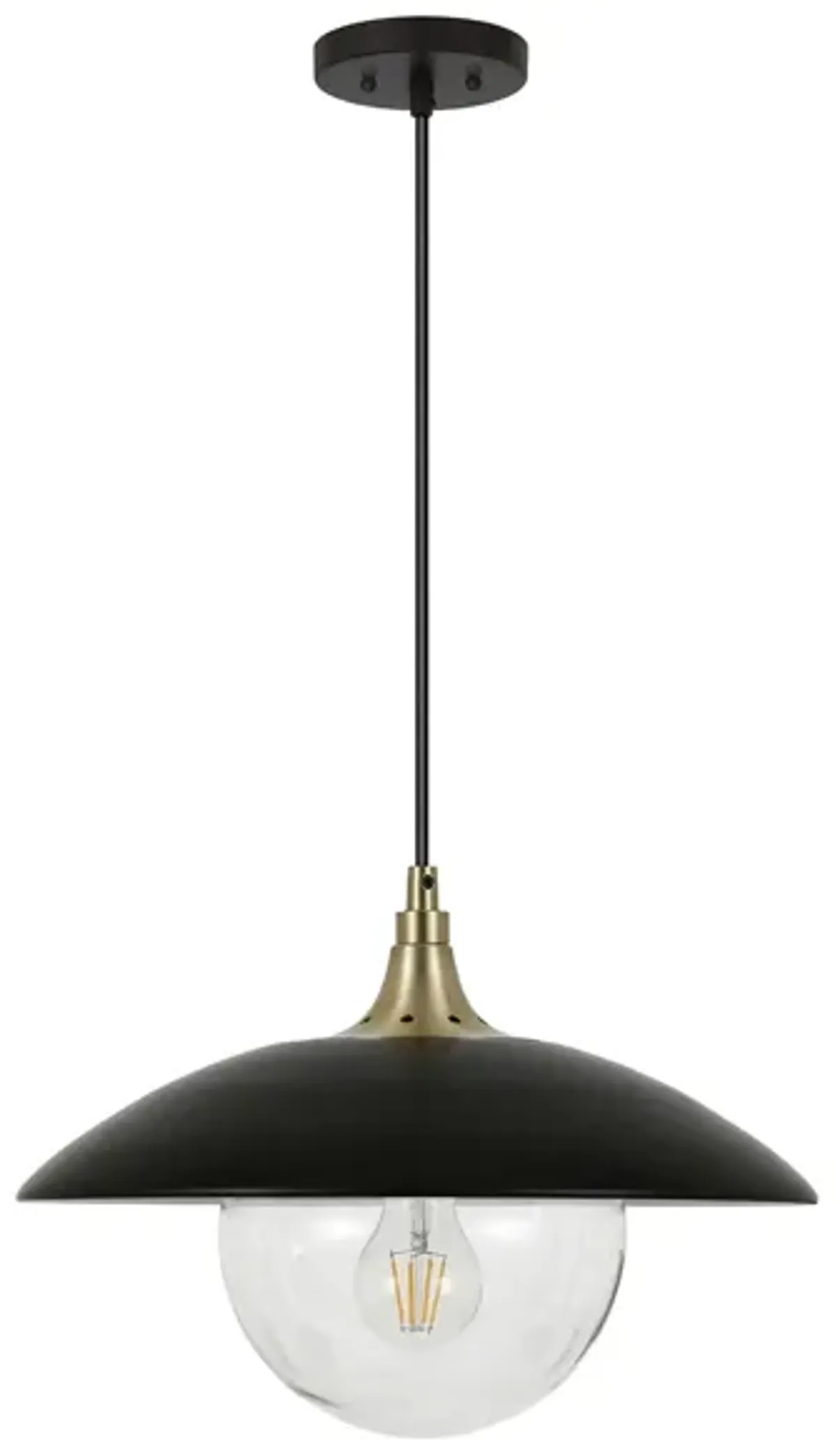 Lyuba Clear Glass Pendant in Matte Black/Brass by Hudson & Canal