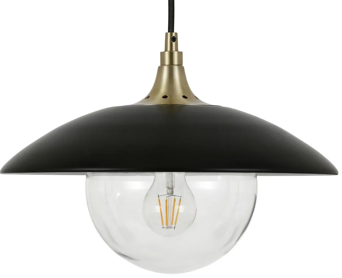 Lyuba Clear Glass Pendant in Matte Black/Brass by Hudson & Canal