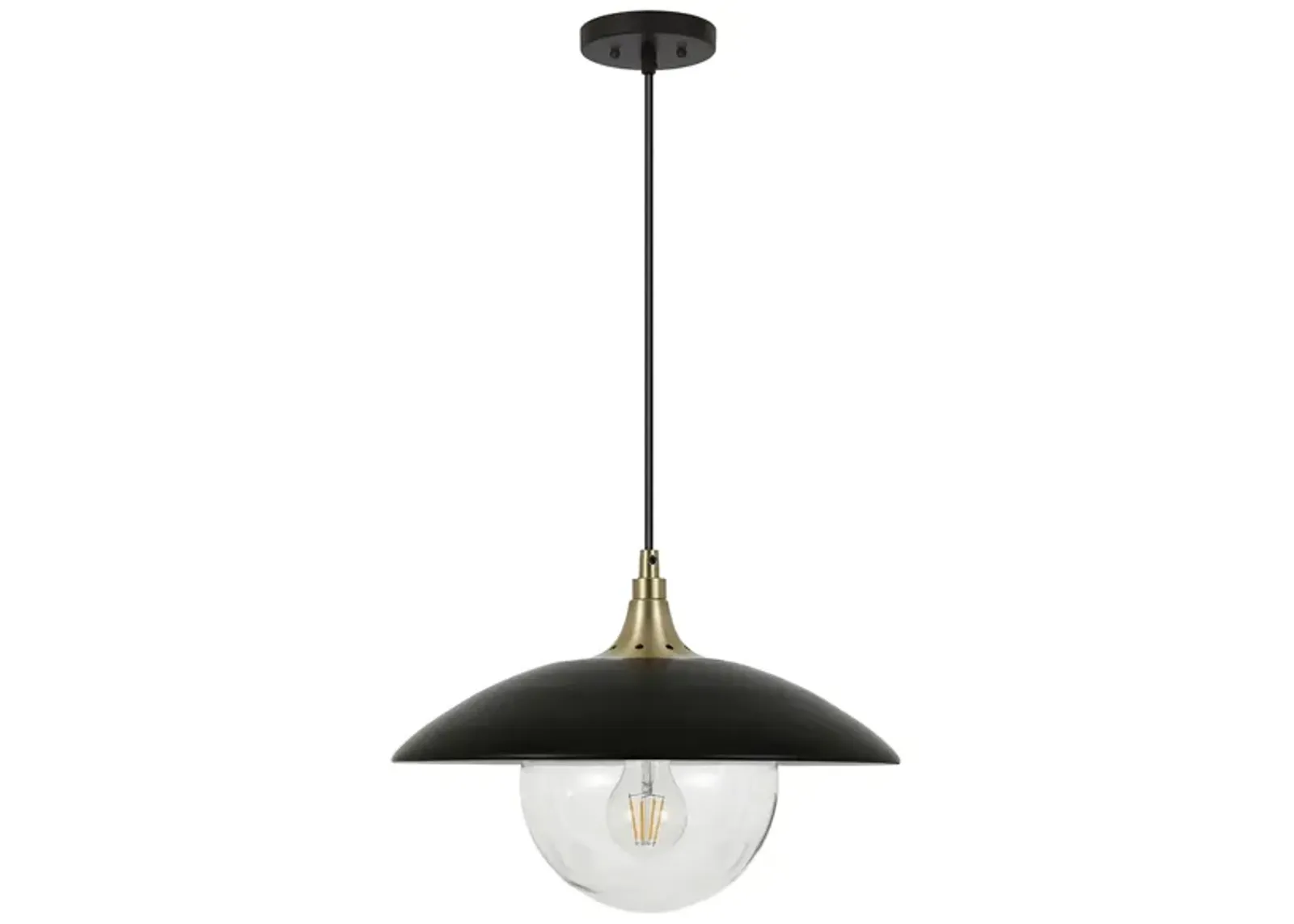 Lyuba Clear Glass Pendant in Matte Black/Brass by Hudson & Canal