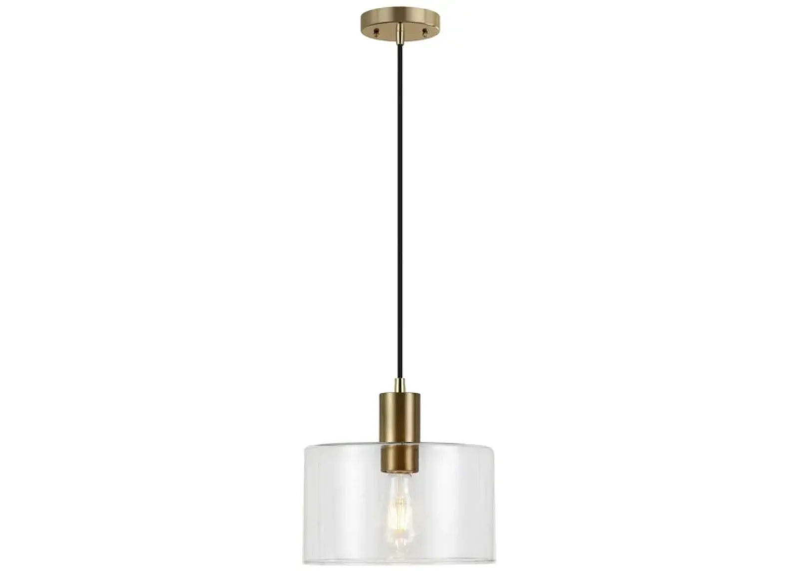 Embla Clear Glass Pendant in Brass by Hudson & Canal