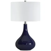 Valeria Glass Table Lamp in Navy Blue Glass by Hudson & Canal