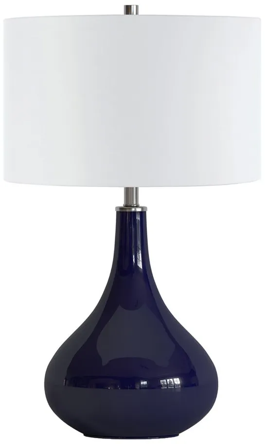 Valeria Glass Table Lamp in Navy Blue Glass by Hudson & Canal